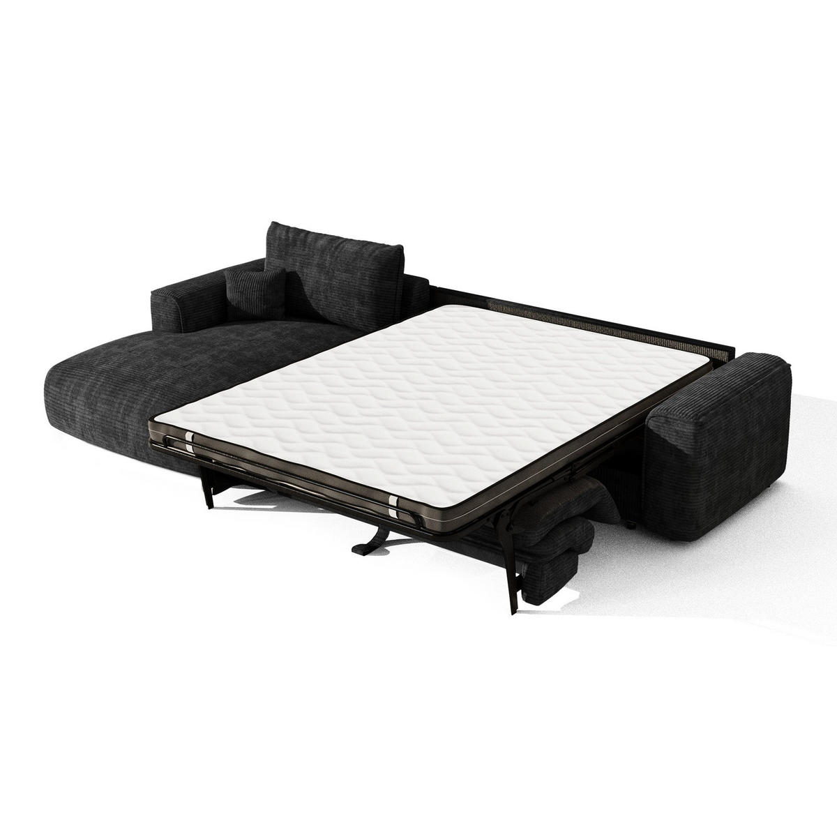 SCHLAFSOFA Express COMO Cord Schwarz 300cm - Schwarz, Textil (300/165cm) - Premium Interiors