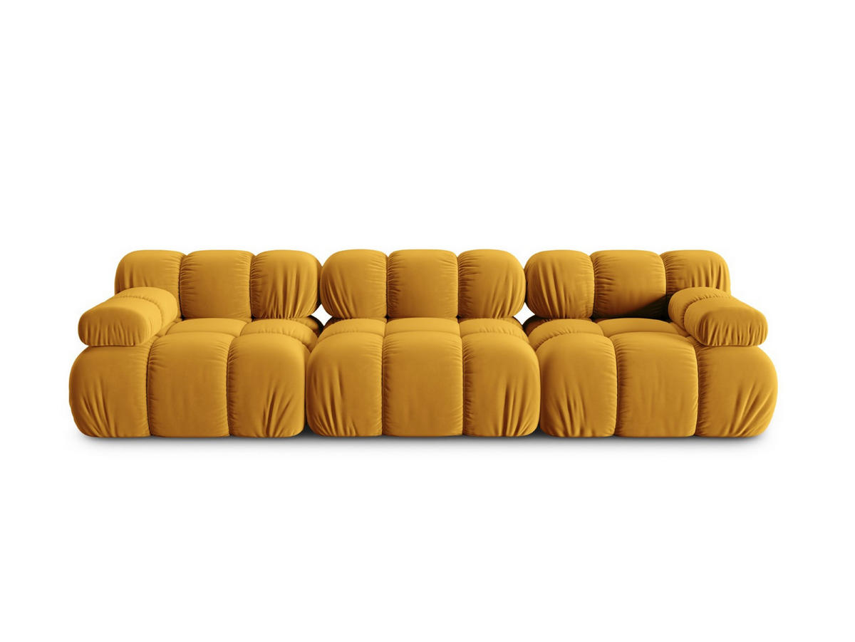 MODULARES-SOFA Bellis aus Samt gelb 3 Sitzplätze - Gelb, Textil (94/63/282cm) - Micadoni