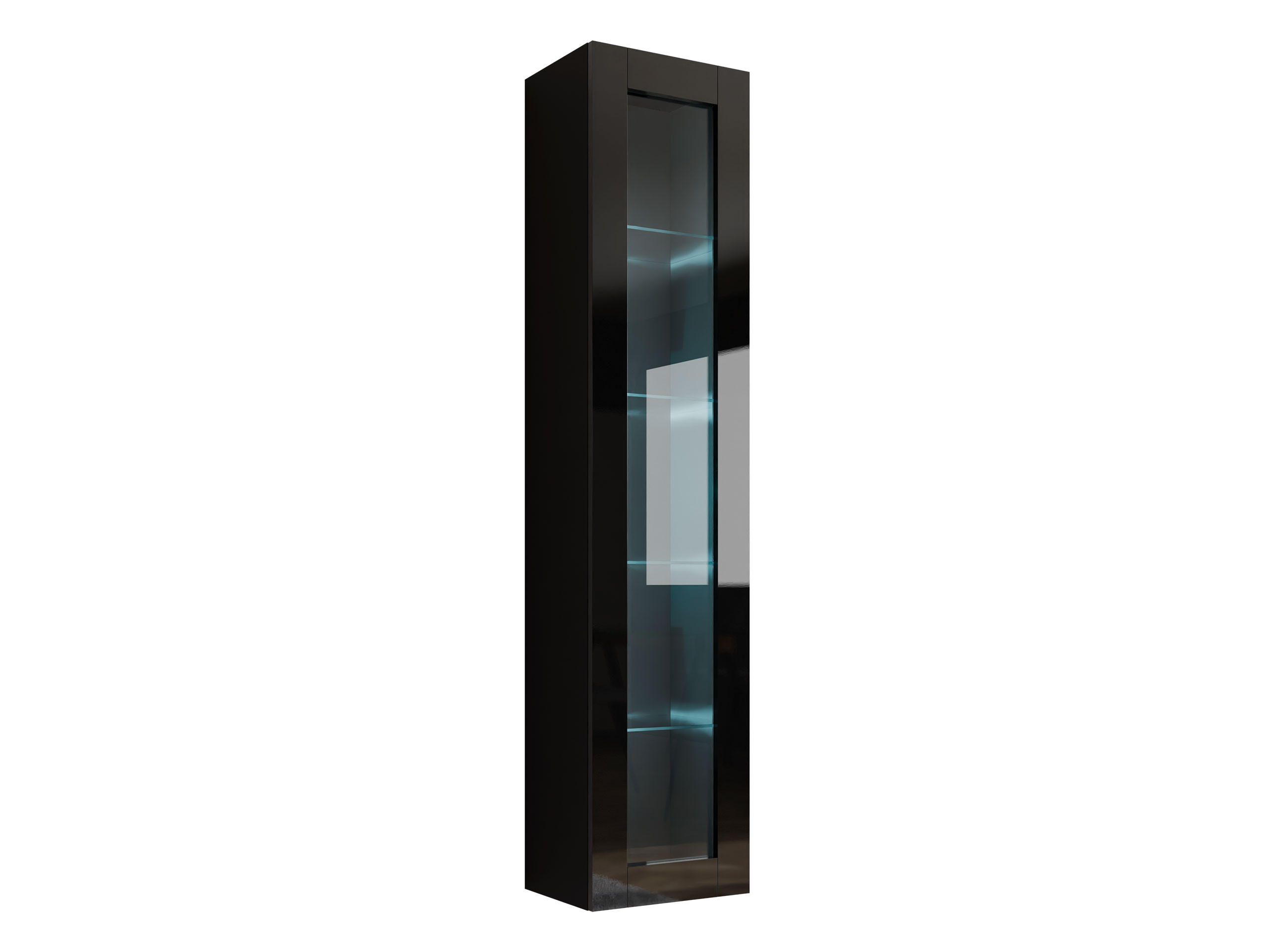 HÄNGEVITRINE 180 Vigo Glas - Schwarz Hochglanz/Schwarz, Holzwerkstoff (40/180/30cm) - MIRJAN24
