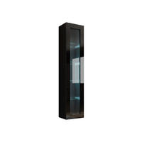 HÄNGEVITRINE 180 Vigo Glas mit RGB LED Beleuchtung - Schwarz Hochglanz/Schwarz, Holzwerkstoff (40/180/30cm) - MIRJAN24