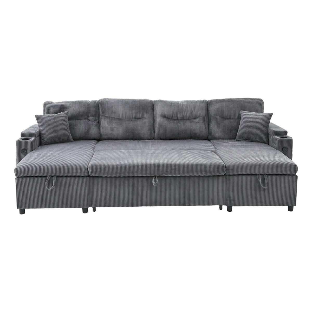 WOHNLANDSCHAFT DE-33711 beidseitige Chaiselongues mit Stauraum Kohleschwarz - Anthrazit, Metall (272/86/136cm) - ComfortXL