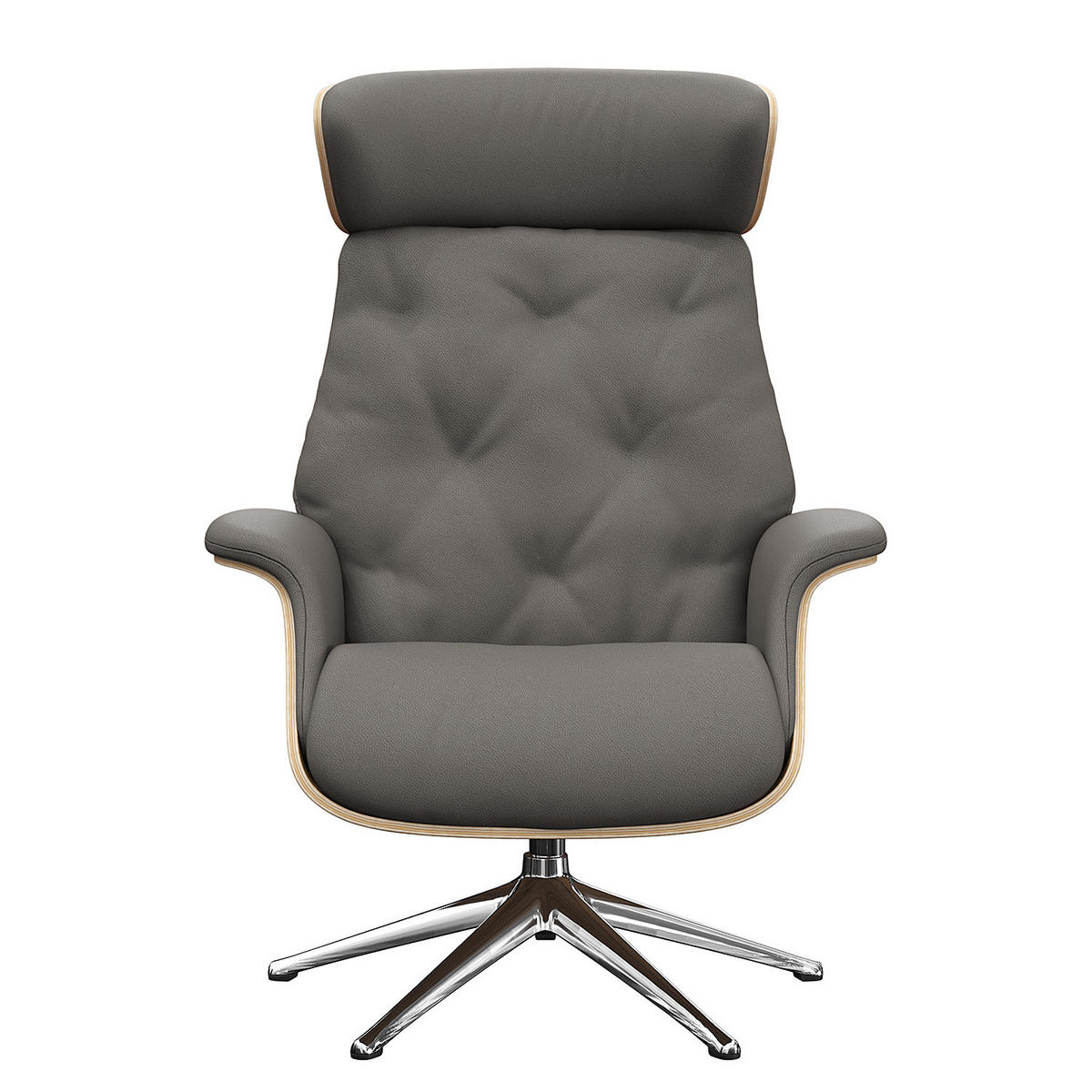 RELAXSESSEL - Echtleder - Chromfarben/Grau, Leder/Metall (83/118/83cm) - home24