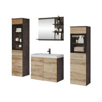 BADMÖBEL-SET Madrit I - Braun/Grau, Holzwerkstoff (30/132/30cm) - MIRJAN24