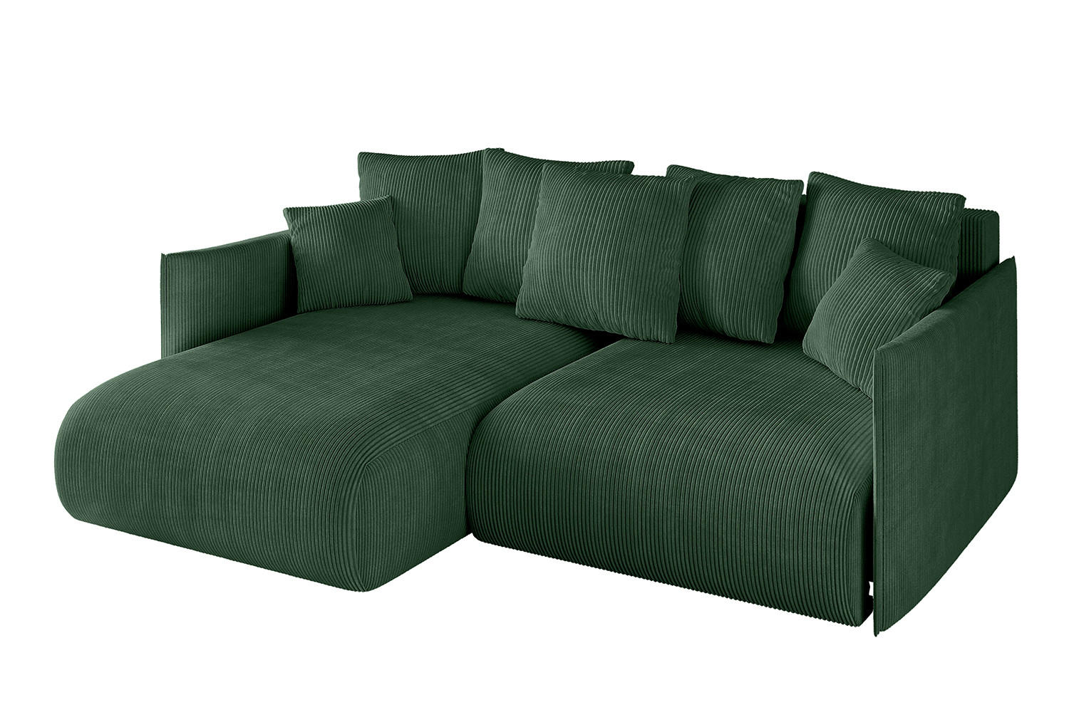 ECKSOFA mit Schlaffunktion und Bettkasten ONESK-L 208x165x40 Grün Cord - Grün, Holzwerkstoff/Kunststoff (208/165cm) - ALTDECOR