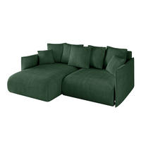 ECKSOFA mit Schlaffunktion und Bettkasten ONESK-L 208x165x40 Grün Cord - Grün, Holzwerkstoff/Kunststoff (208/165cm) - ALTDECOR