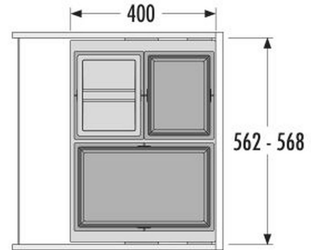 EINBAUMÜLLEIMER Hailo Cargo Schrank 60cm Dunkelgrau Frontauszug selbstschließend - Grau, Kunststoff (56.8/42.4/40.5cm) - Hailo