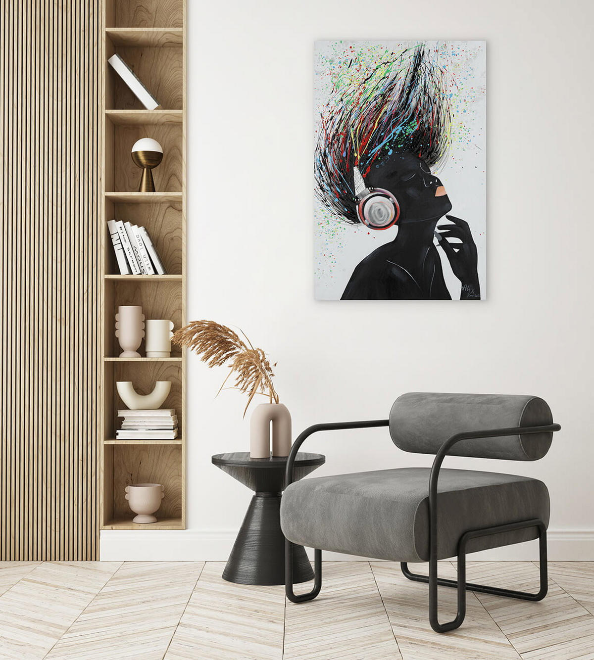 ACRYLBILD HANDGEMALT 60/90 cm - Schwarz, Holz/Textil (60/90cm) - KUNSTLOFT