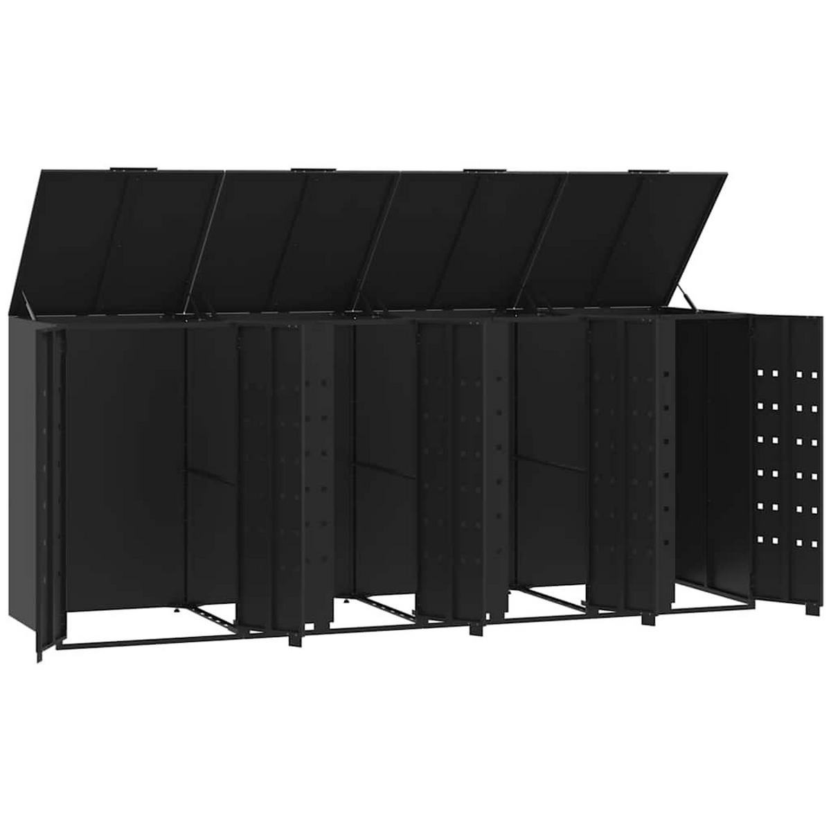 MÜLLTONNENBOX Gorilo für 4 Tonnen Schwarz 276x79x117 cm - Schwarz, Metall (276/117/79cm) - DELUKE