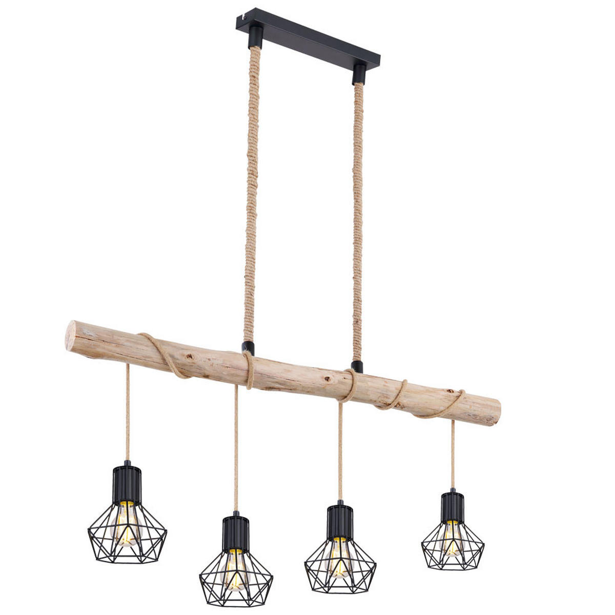 HÄNGELEUCHTE Metall Braun Holzoptik - Braun, Holz (100/15/120cm) - Globo Lighting