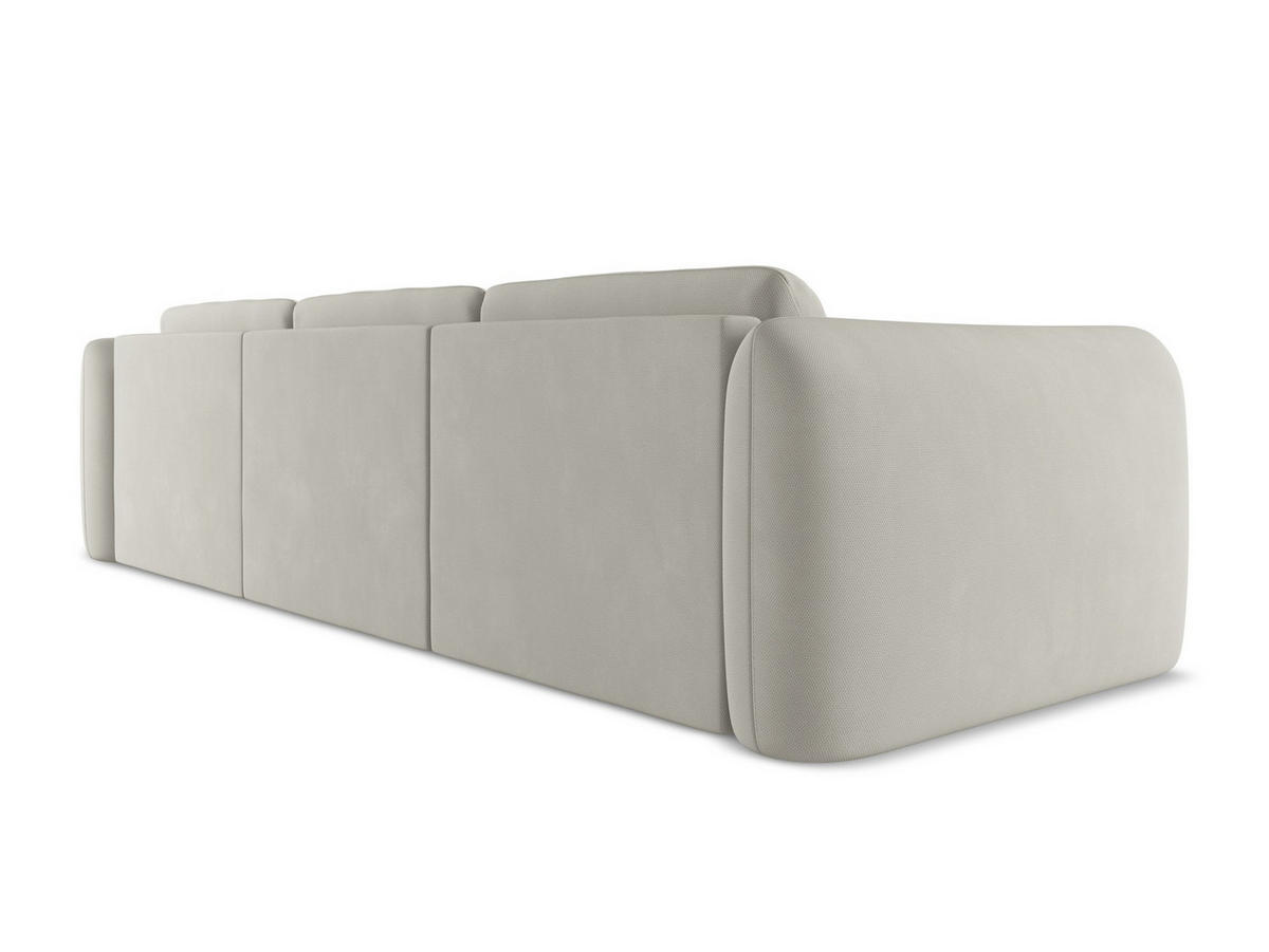 ECKSOFA Rechts Chenille Stoff Beige - Beige/Schwarz, Kunststoff/Textil (290/170cm) - Makamii