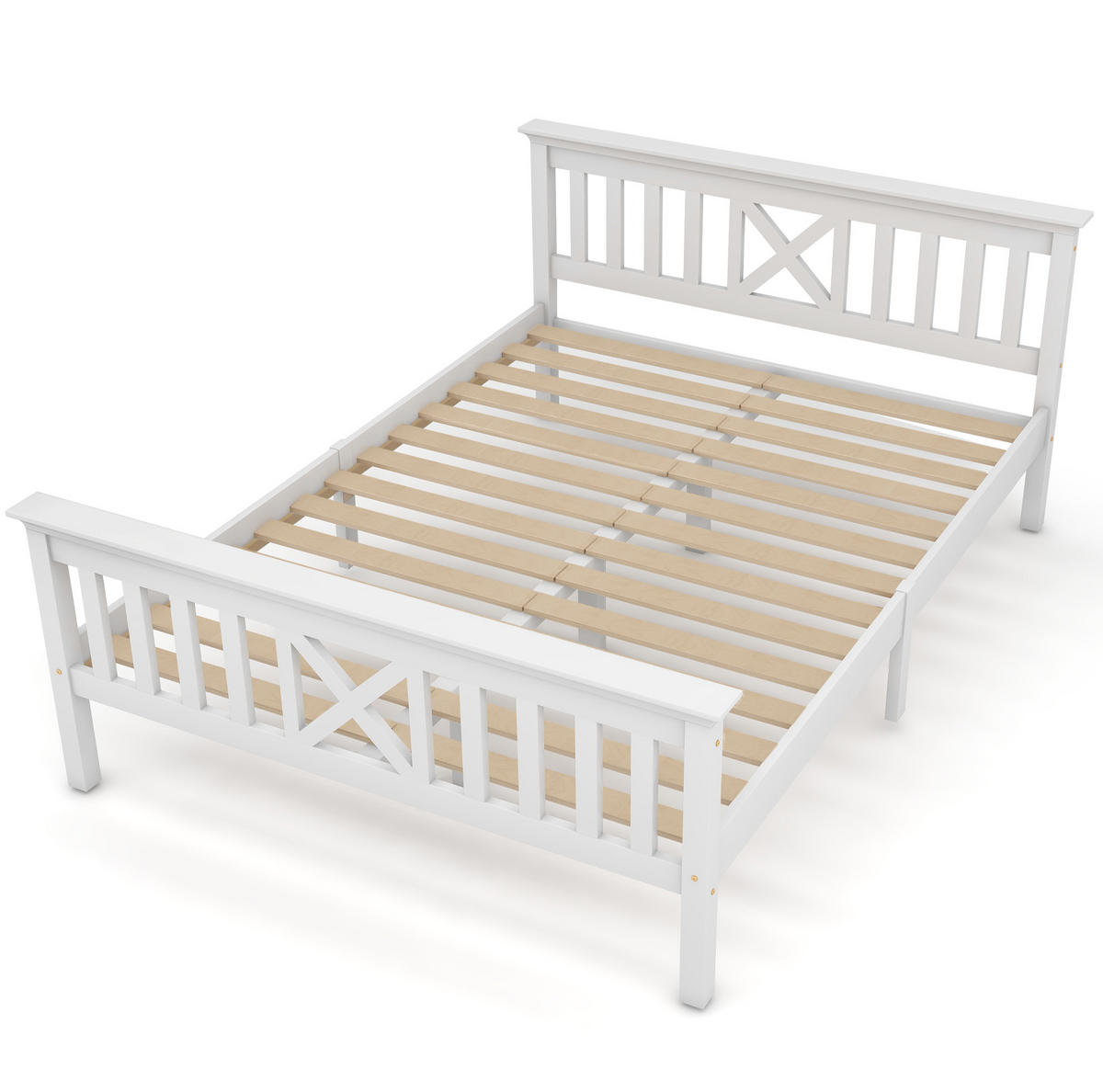 DOPPELBETT 140/200 cm mit Lattenrost, X-Kopfteil und optionalem Stauraum, Weiß - Weiß, Holzwerkstoff (140/200cm) - Redom