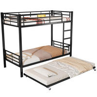 ETAGENBETT mit Ausziehbett 90x200 cm Metall Schwarz - Schwarz, Metall (90/200cm) - Beauniv