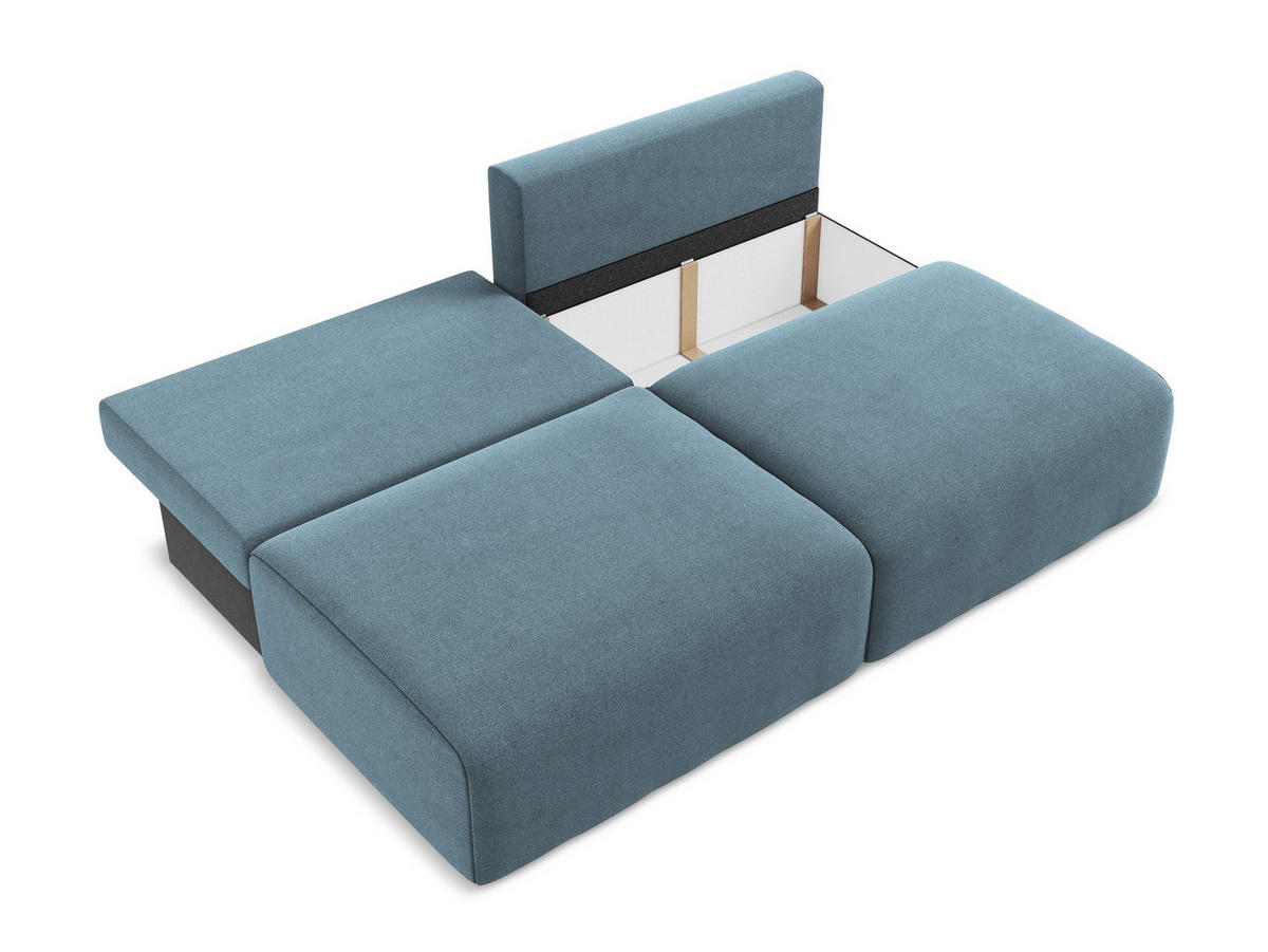 3-SITZER SOFA mit Schlaffunktion Strukturstoff Stoff Blau - Blau/Schwarz, Kunststoff/Textil (216/79/102cm) - Makamii