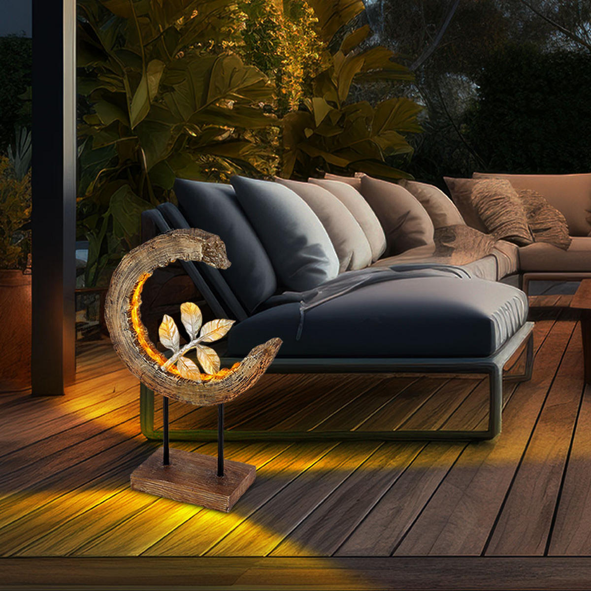 LED AUSSENLEUCHTE Holzoptik Braun - Braun, Metall (24/10/52cm) - Globo Lighting