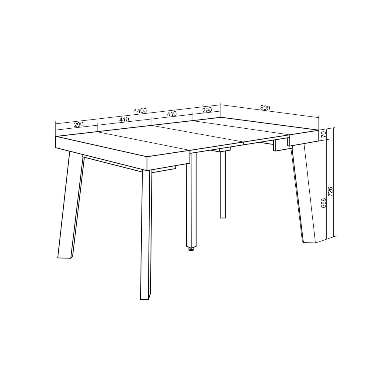 KONSOLENTISCH ausziehbar 58 bis 140cm, für 6 Gäste, eiche, schwarz, 90/58/73cm - Eichefarben/Schwarz, Holzwerkstoff (90/140/73cm) - Skraut Home