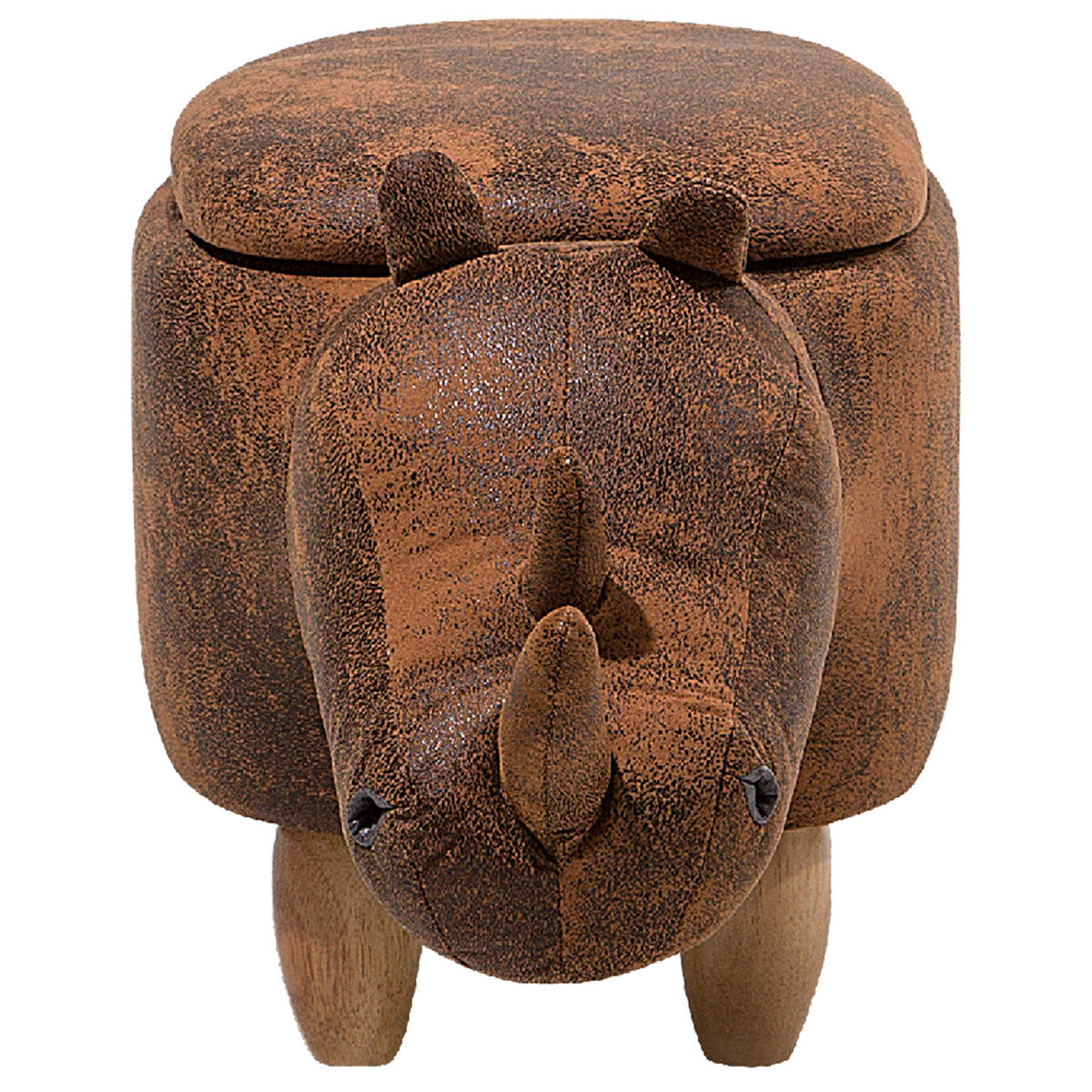 TIERHOCKER Hellbraun Rhino - Hellbraun/Braun, Kunststoff (60/35/32cm) - Beliani