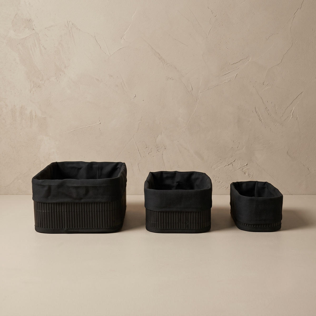 KORB 3er-Set 30/20/13 cm - Schwarz, Naturmaterialen (20/12/30cm) - BOXIMO