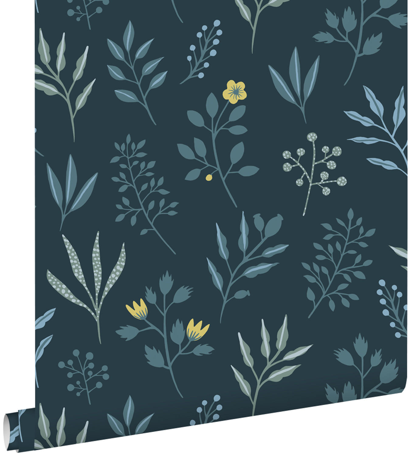 TAPETE Blumenmuster im skandinavischen Stil 53 cm x 10.05 m - Blau, Papier (53/1000cm) - ESTAhome