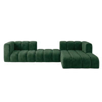 ECKSOFA Modulares In L-Form, Velvet-Stoff Riviera, Grün, Rechts, GRAND 319 cm - Grün, Holz (319/175cm) - Kaiser Möbel