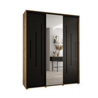 SCHWEBETÜRENSCHRANK 235,2/200/60 3-türig - Schwarz/Eiche Artisan, Holz/Metall (200/235/60cm) - Abiks Möbel