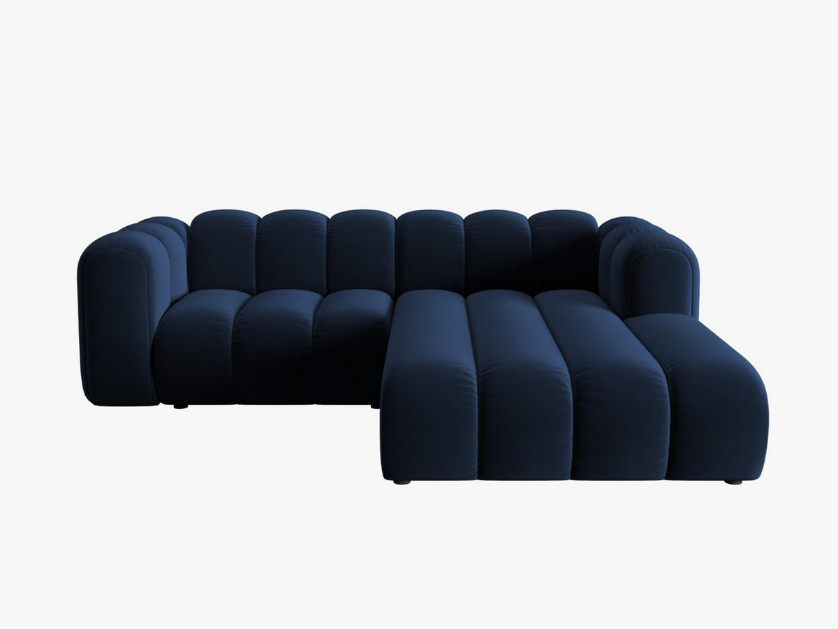 ECKSOFA modular rechts Lupine aus Samt königsblau 3 Sitzplätze - Dunkelblau, Textil (177/230cm) - Micadoni
