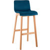 BARHOCKER Samt Blau - Blau/Eukalyptusholzfarben, Holz/Textil (41/101/46cm) - CLP