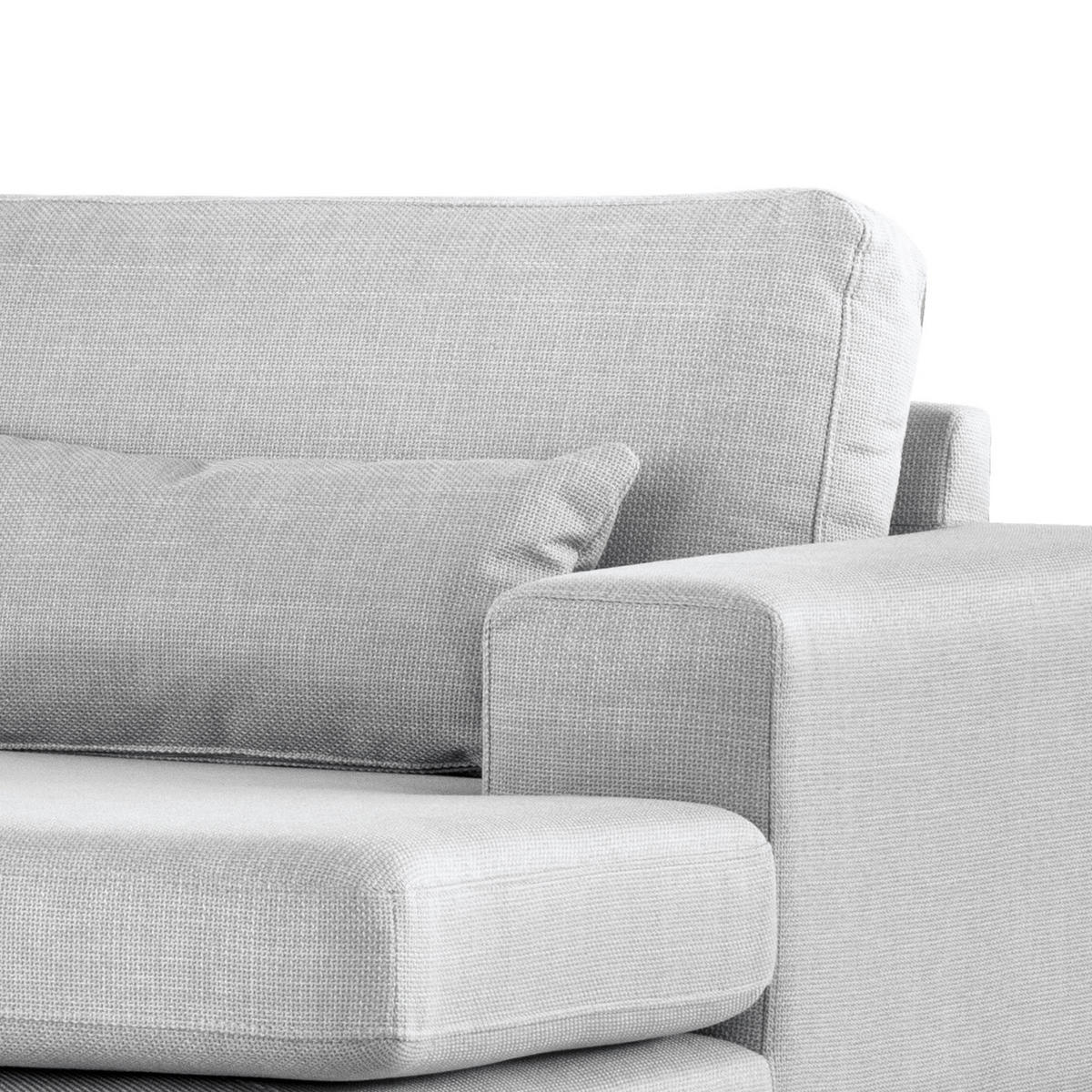 WOHNLANDSCHAFT mit Longchair - Eichefarben/Hellgrau, Eichenholz/Holz (371/81/219cm) - home24