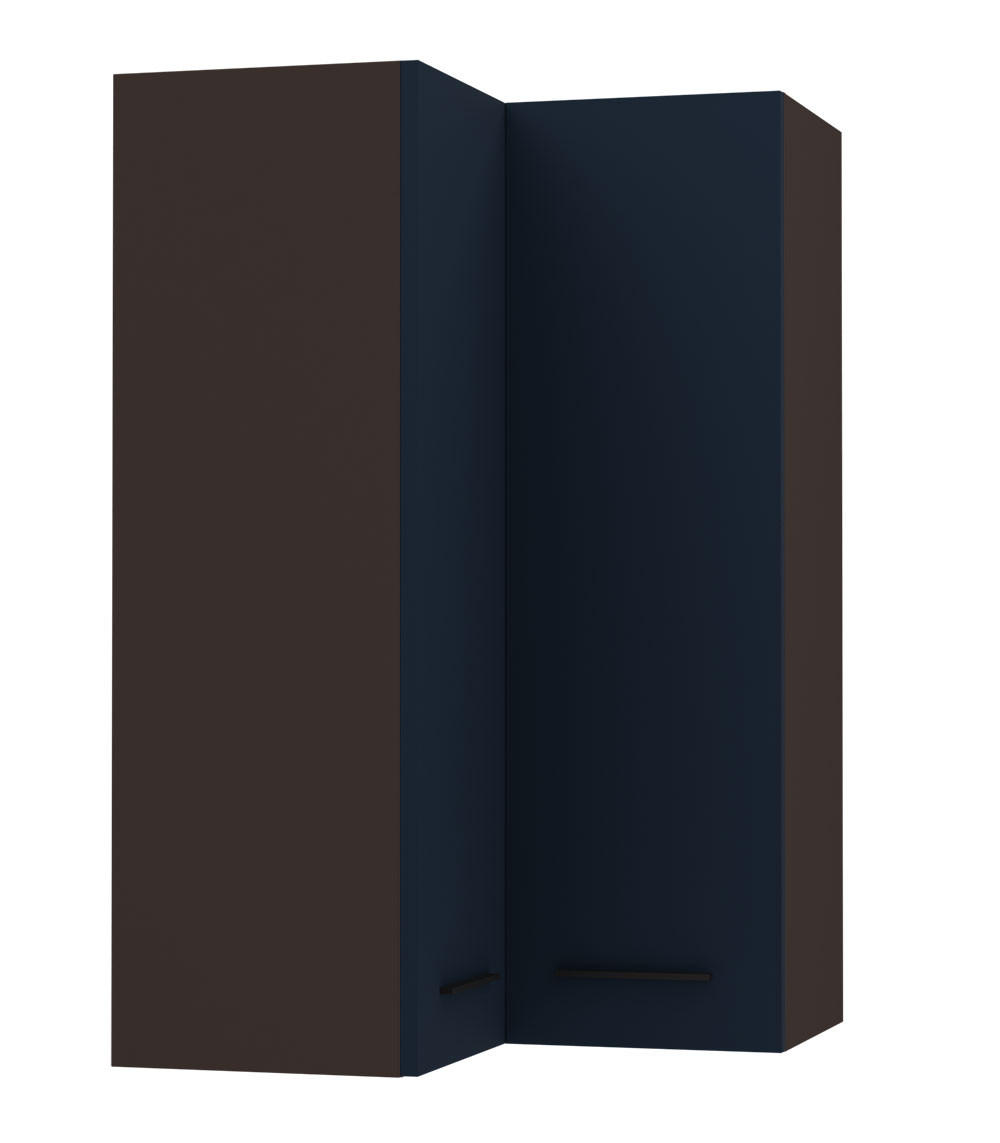 ECKHÄNGESCHRANK Bonn W14/60 lava / marineblau matt 60 / 60 / 96cm - Blau/Dunkelgrau, Holz/Holzwerkstoff (60/96/60cm) - Feldmann-Wohnen