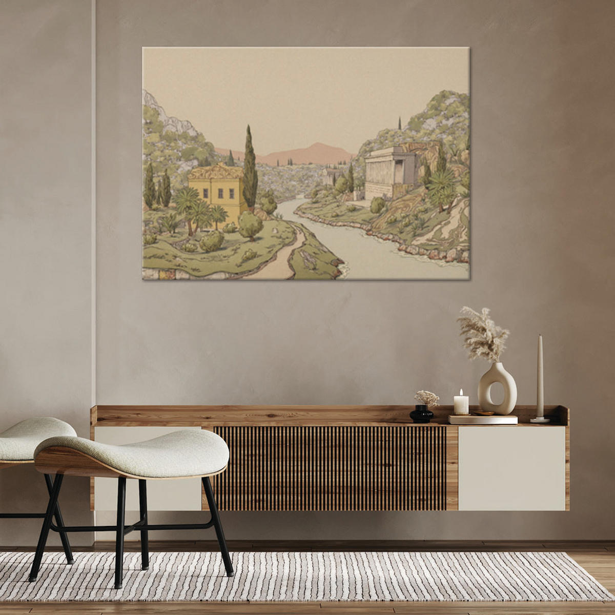 WANDBILD grecian landschaft - Beige, Textil (60/40cm) - Feeby