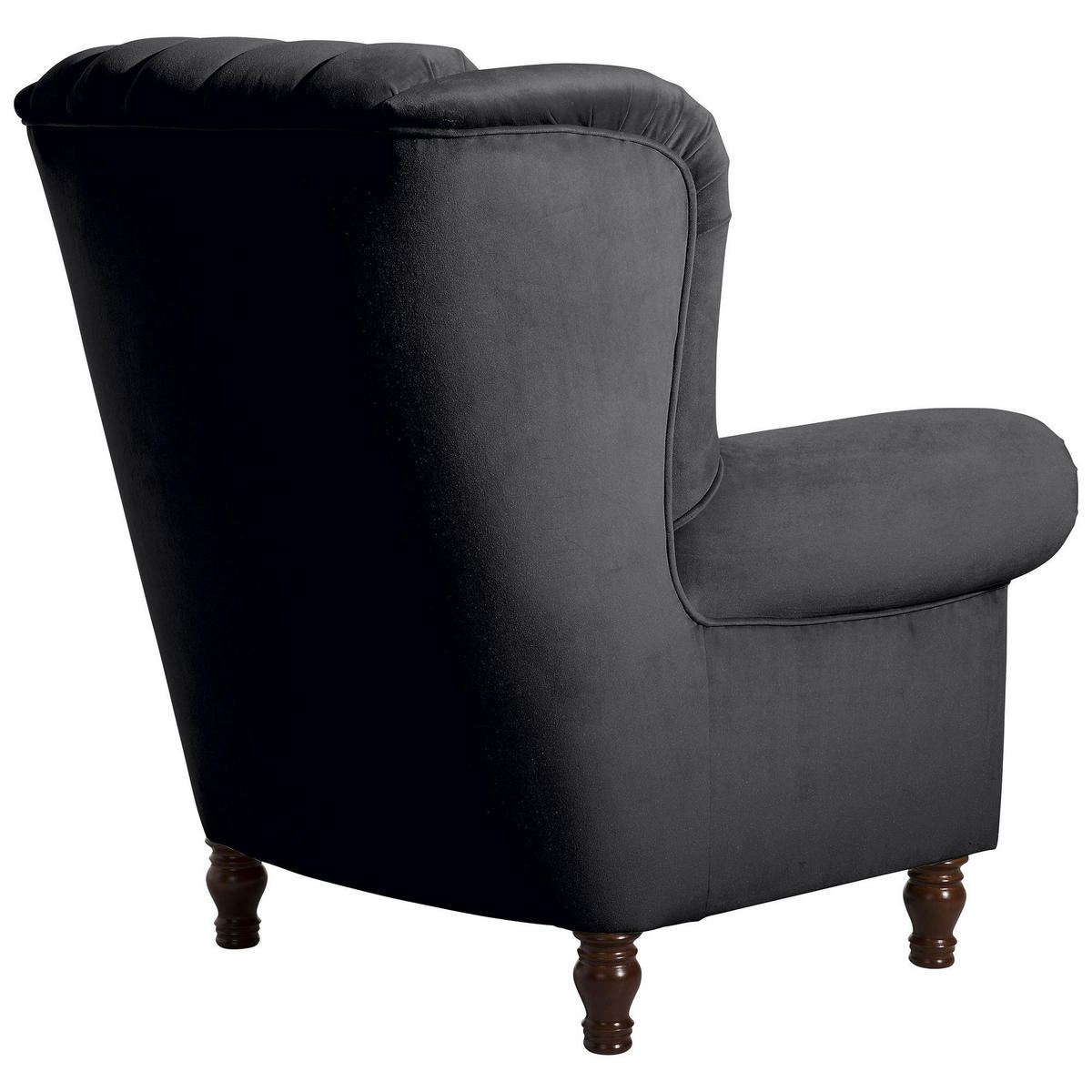 OHRENBACKENSESSEL Katreen Bezug Samtvelours Buche nussbaum dunkel / schwarz - Schwarz, Kunststoff (91/101/90cm) - 58aufmkessel