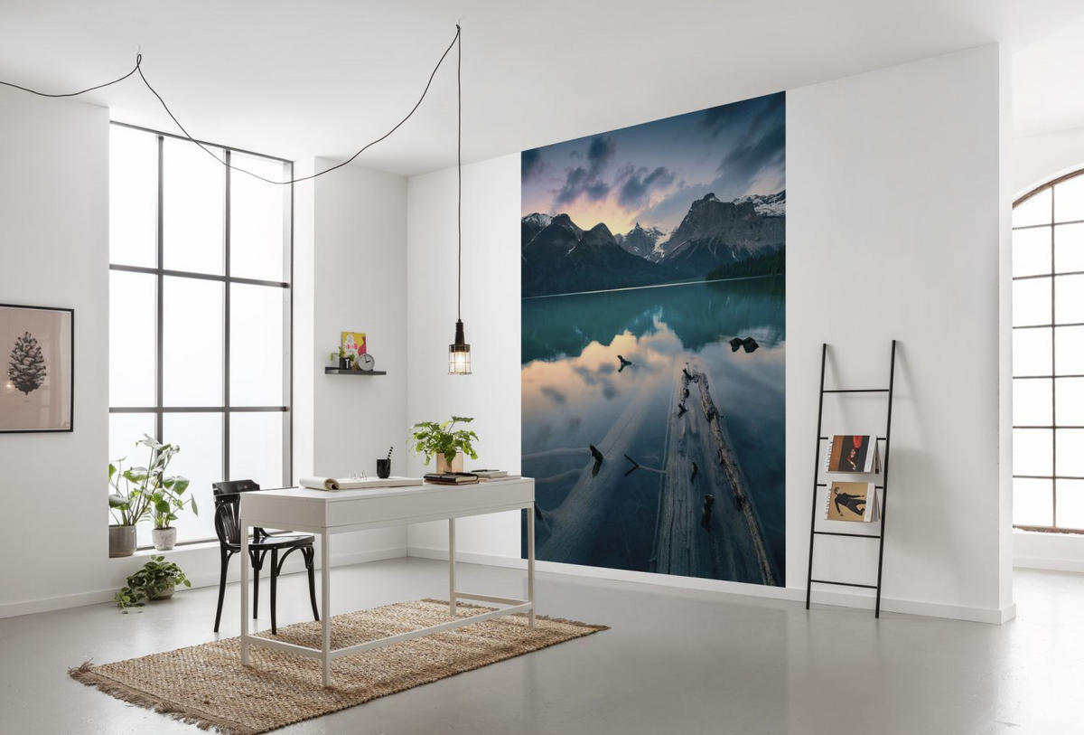 FOTOTAPETE Berglandschaft 200 x 280 cm - Grau, Papier (200/280cm) - Sanders & Sanders