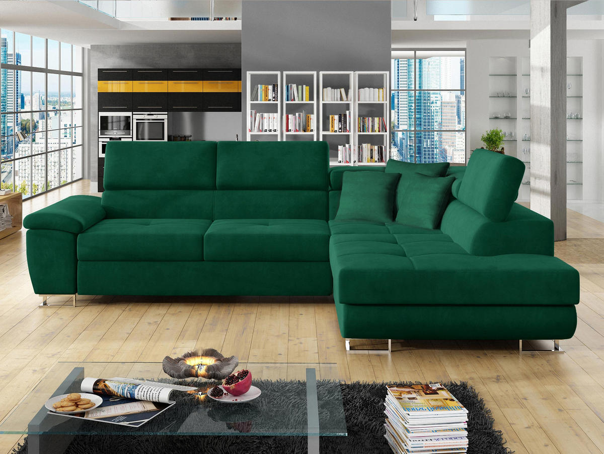 ECKSOFA Cotere, Seite: Rechts - Waldgrün, Holz/Textil (270/202cm) - MIRJAN24
