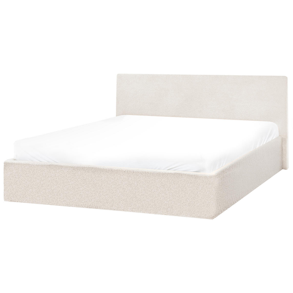 POSTELJA s prostorom za shranjevanje 160/200 bouclé kremasto bela Orbey - krem, tekstil (160/200cm) - Beliani