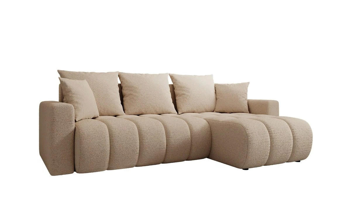 ECKSOFA GERRO Schlaffunktion Bettkasten Universal Boucle Beige - Beige, Textil (237/142cm) - Luxkor24