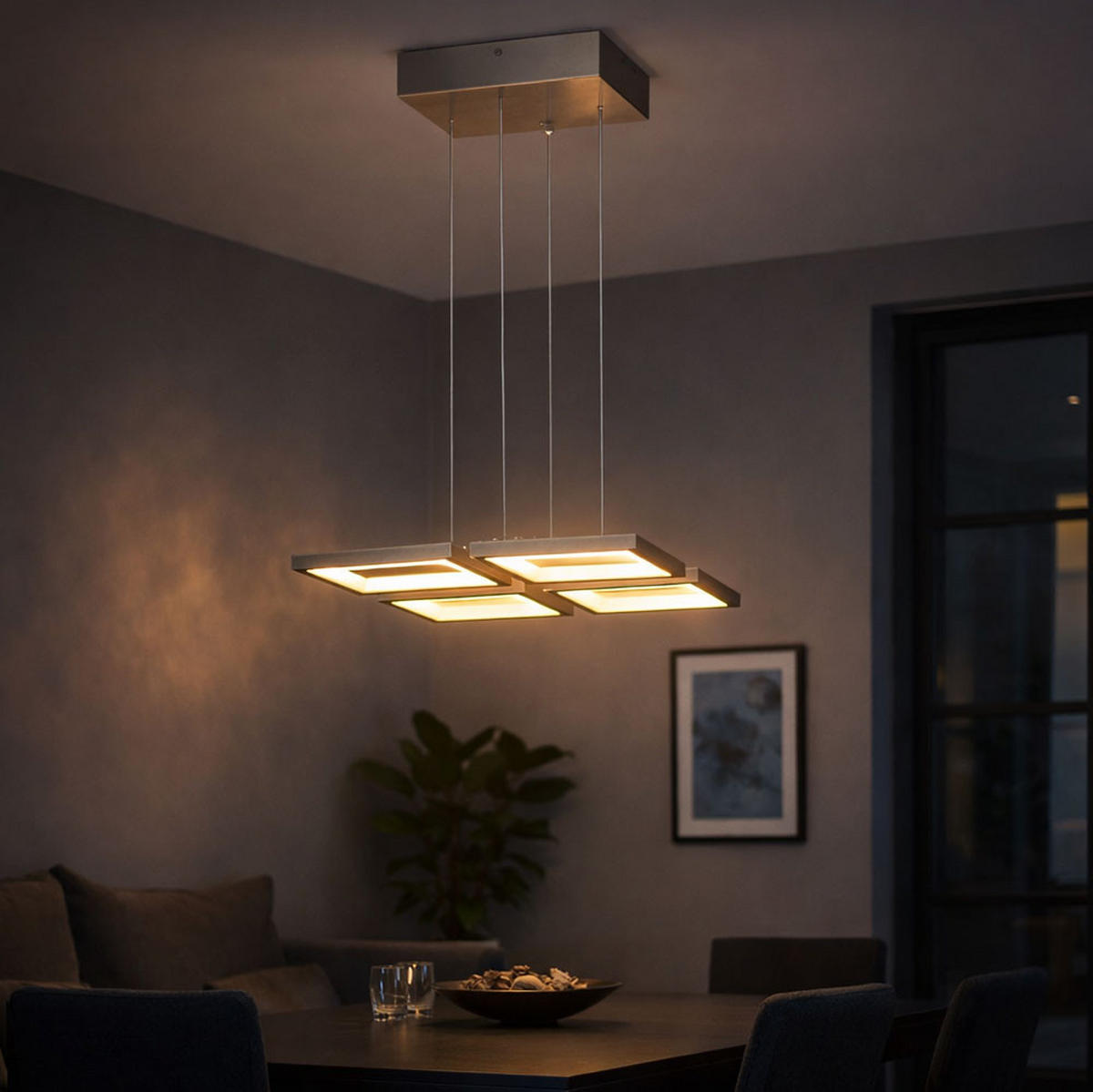 LED HÄNGELEUCHTE Silber Eckig - Silberfarben, Metall (43.8/43.8/150cm) - Wofi