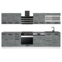 KÜCHENZEILE Lucy 300 cm, Ohne Arbeitsplatten, Glamour Wood - Grau, Holz (300/204/60cm) - B BELINI GROUP