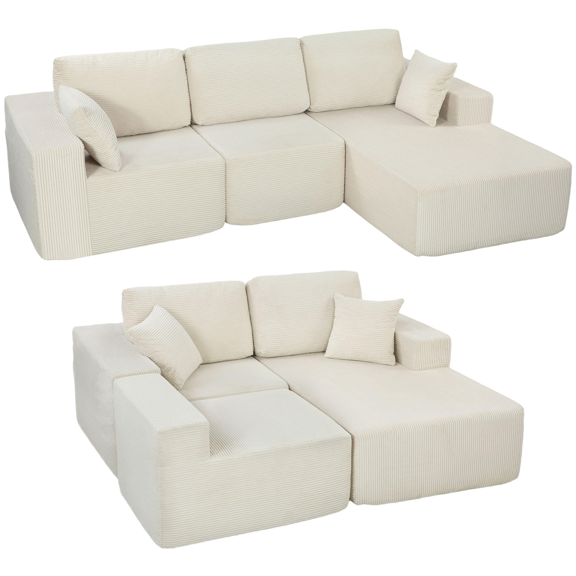 ComfortXL Ecksofa Creme 267x168 cm
