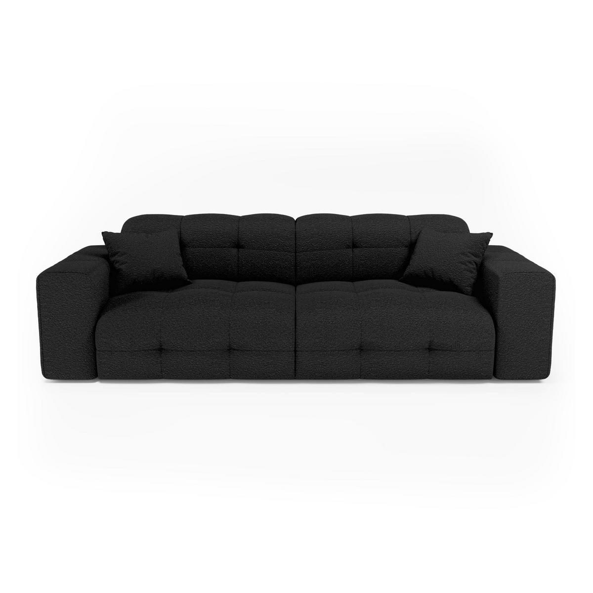 SOFA COCOON Bouclé-Stoff Dunkles Anthrazit 230cm - Dunkelgrau/Anthrazit, Textil (230/85/92cm) - Premium Interiors
