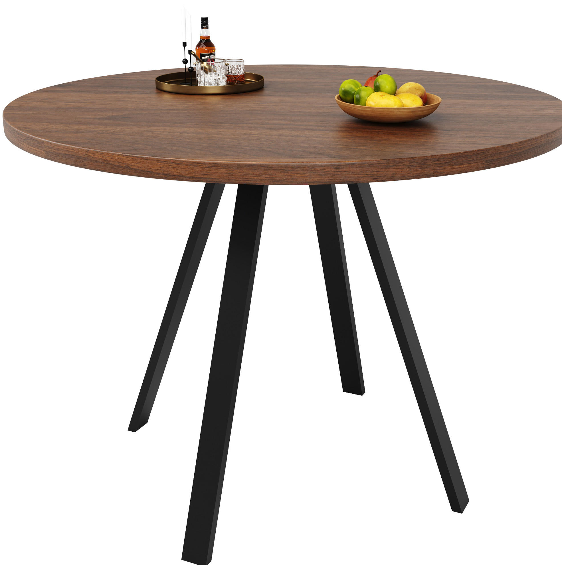 Modfu JÍDELNÍ stůl 80x80x75 cm ořechový s černou podnoží z MDF a kovu