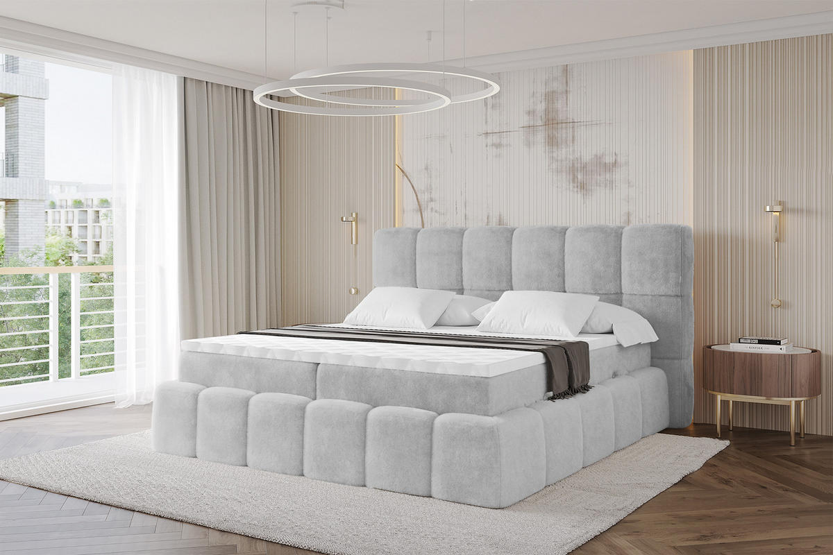 BOXBETT - AURI-H4 - 160x200 Grau Lapitt - Anthrazit, Holzwerkstoff (160/200cm) - ALTDECOR