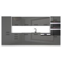 KÜCHENZEILE Naomi 360 cm, ohne Arbeitsplatten, Silber Hochglanz - Silberfarben, Holz (360/204/60cm) - B BELINI GROUP