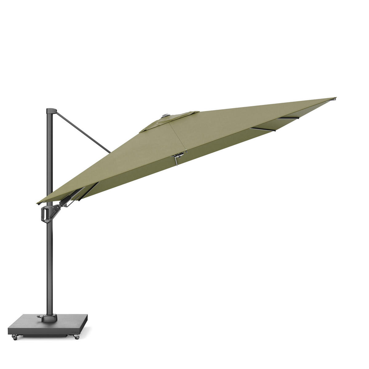AMPELSCHIRM quadratisch 3 x 3 m Challenger T² Premium 360° kippbar dunkelgrün/anthrazit - Dunkelgrün, Metall (300/300cm) - Platinum