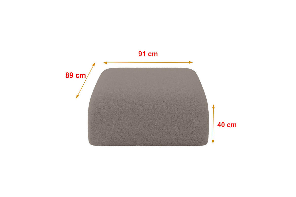 POUF MIRA-PUF 91x89x40 Braun cm Bouclé Modular Sitzhocker - Dunkelbraun/Schwarz, Holzwerkstoff/Kunststoff (91/40/89cm) - ALTDECOR