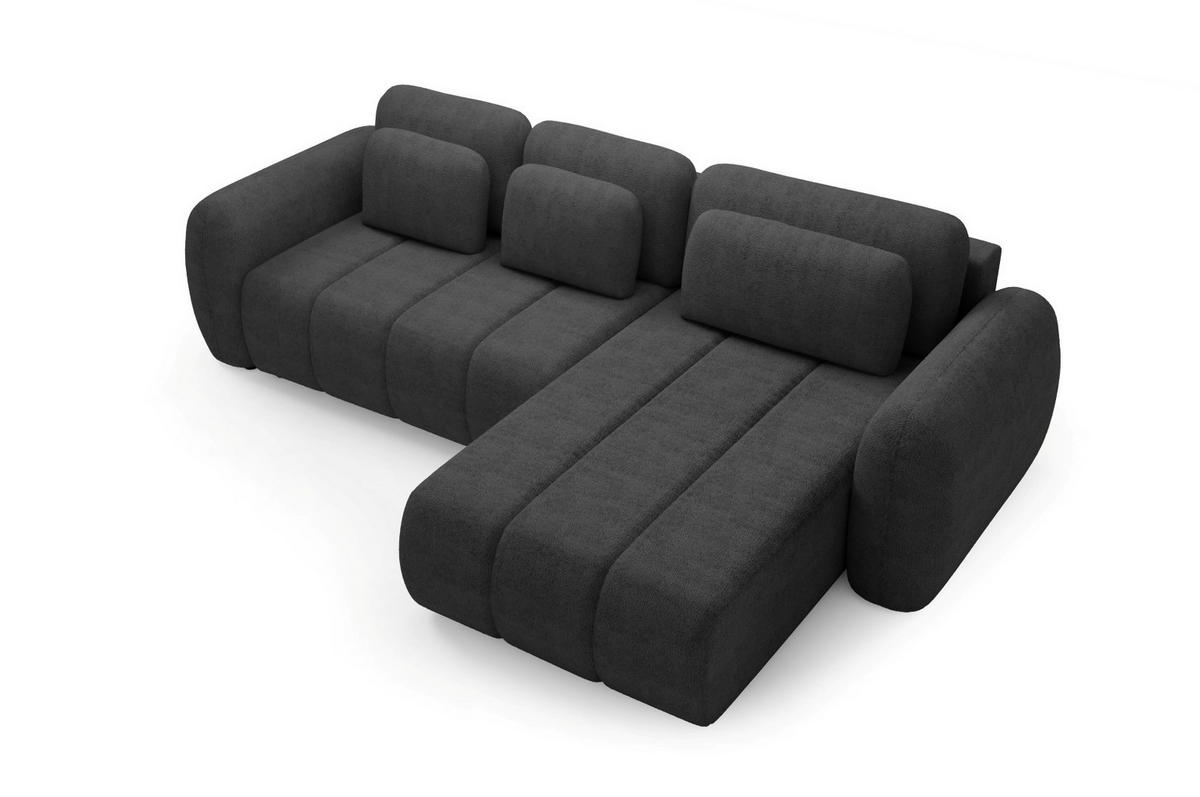 ECKSOFA mit Schlaffunktion Premium Graphitfarben - Schwarz/Graphitfarben, Holz/Holzwerkstoff (304/190cm) - Furnisell