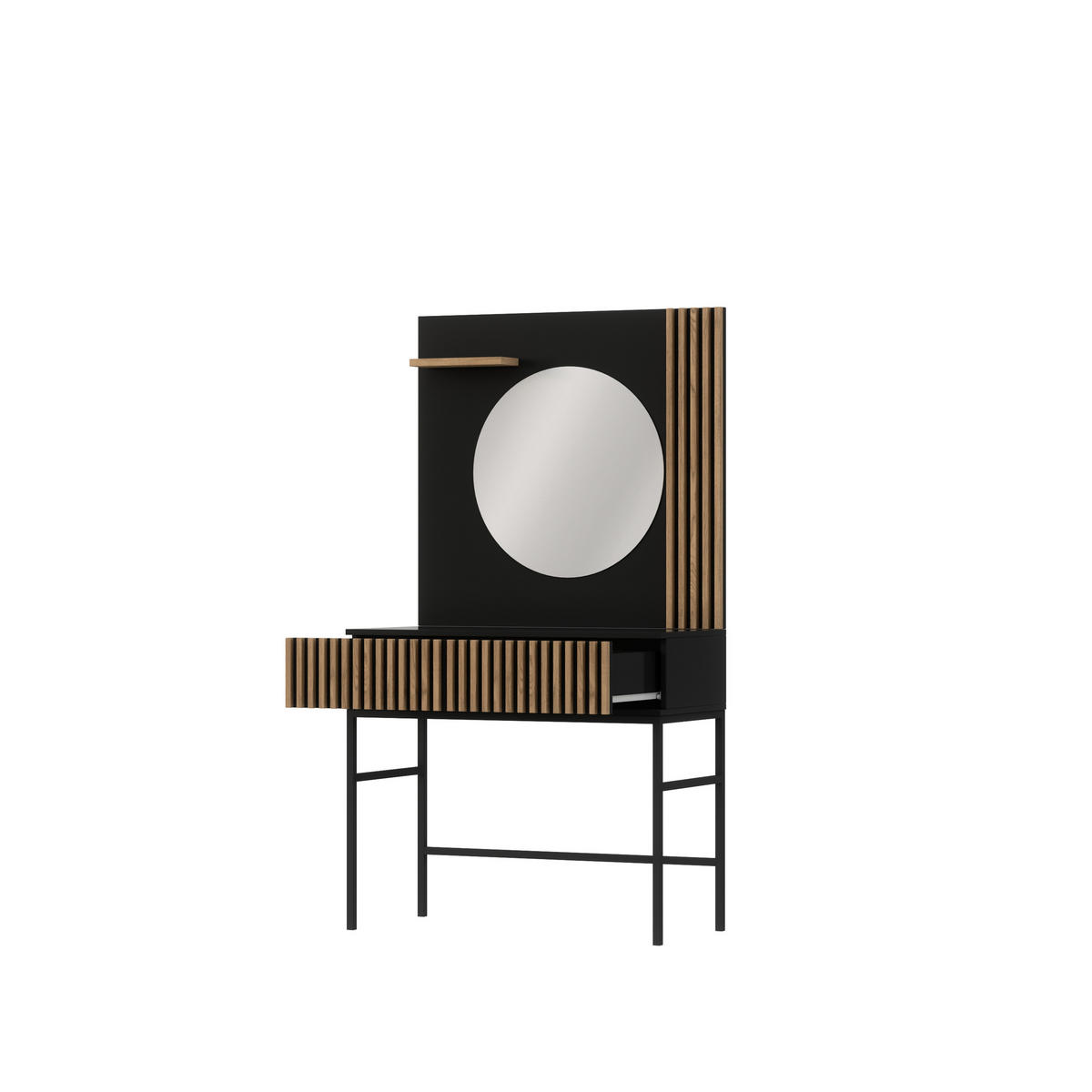 KONSOLETISCH - Konsole/ Schminktisch Meteor (Schwarz + Artisan) - Schwarz, Holzwerkstoff/Metall (60/85/155cm) - Möblo