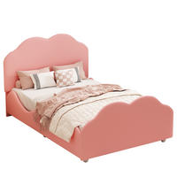 KINDERBETT 90/200 cm aus Samt mit wolkenförmigem Kopf- und Fußteil Rosa - Pink, Textil (90/200cm) - Modenvie