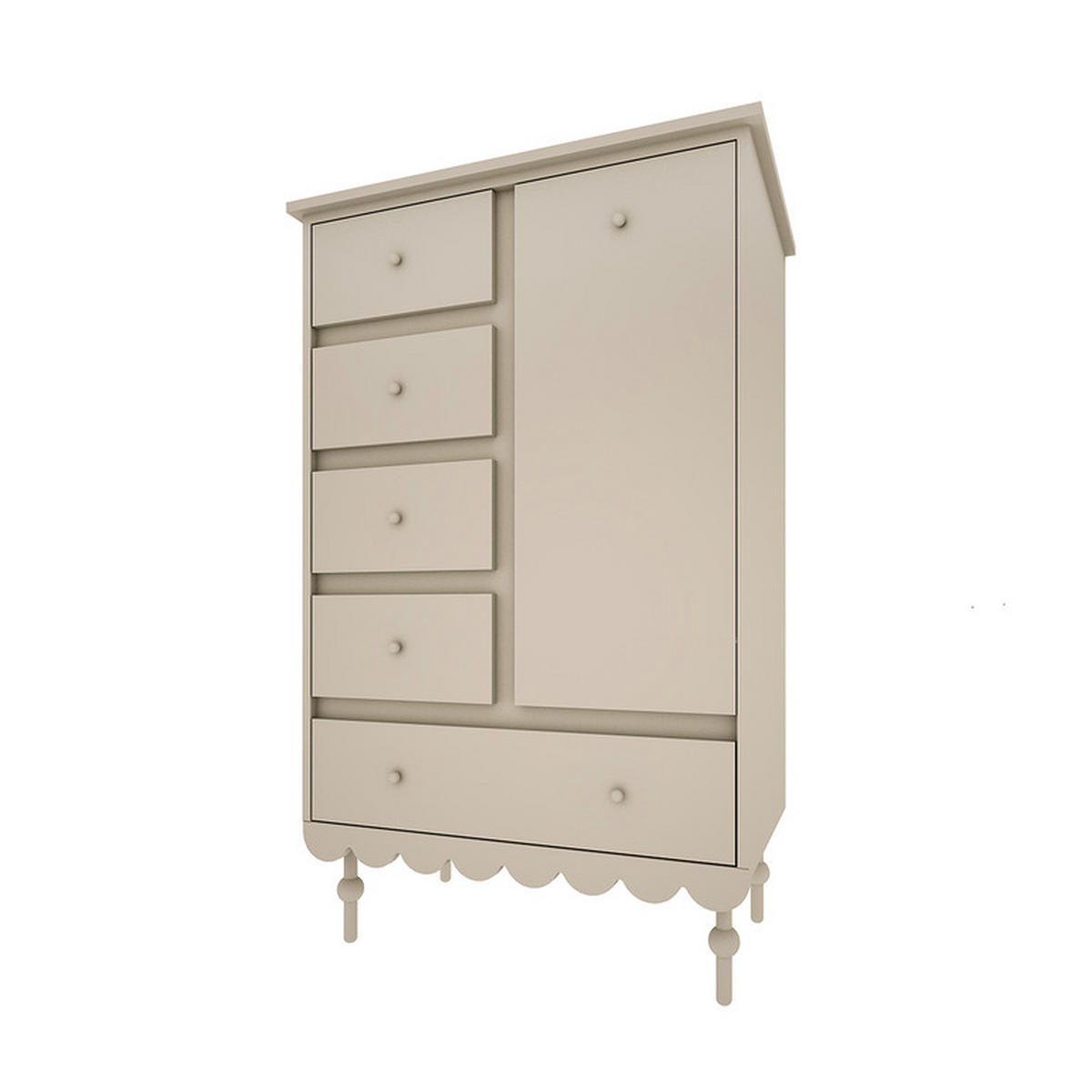 DĚTSKÁ KOMODA Babushka Olive - zelená barva, kompozitní dřevo (84/140/50cm) - Petits-meubles