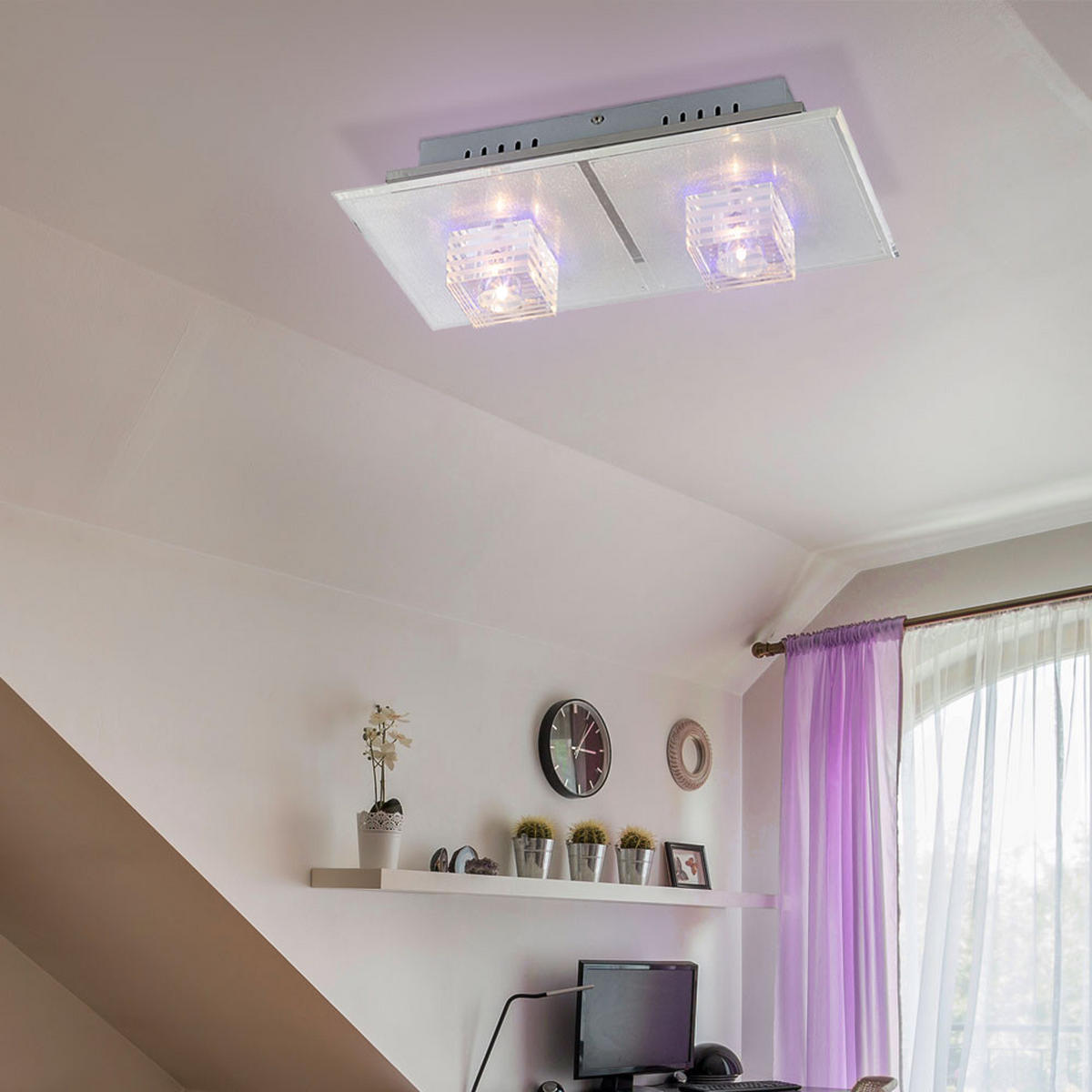 LED DECKENLEUCHTE Arctic Chrom Silber - Silberfarben, Glas (40/20.5/12.5cm) - Globo Lighting