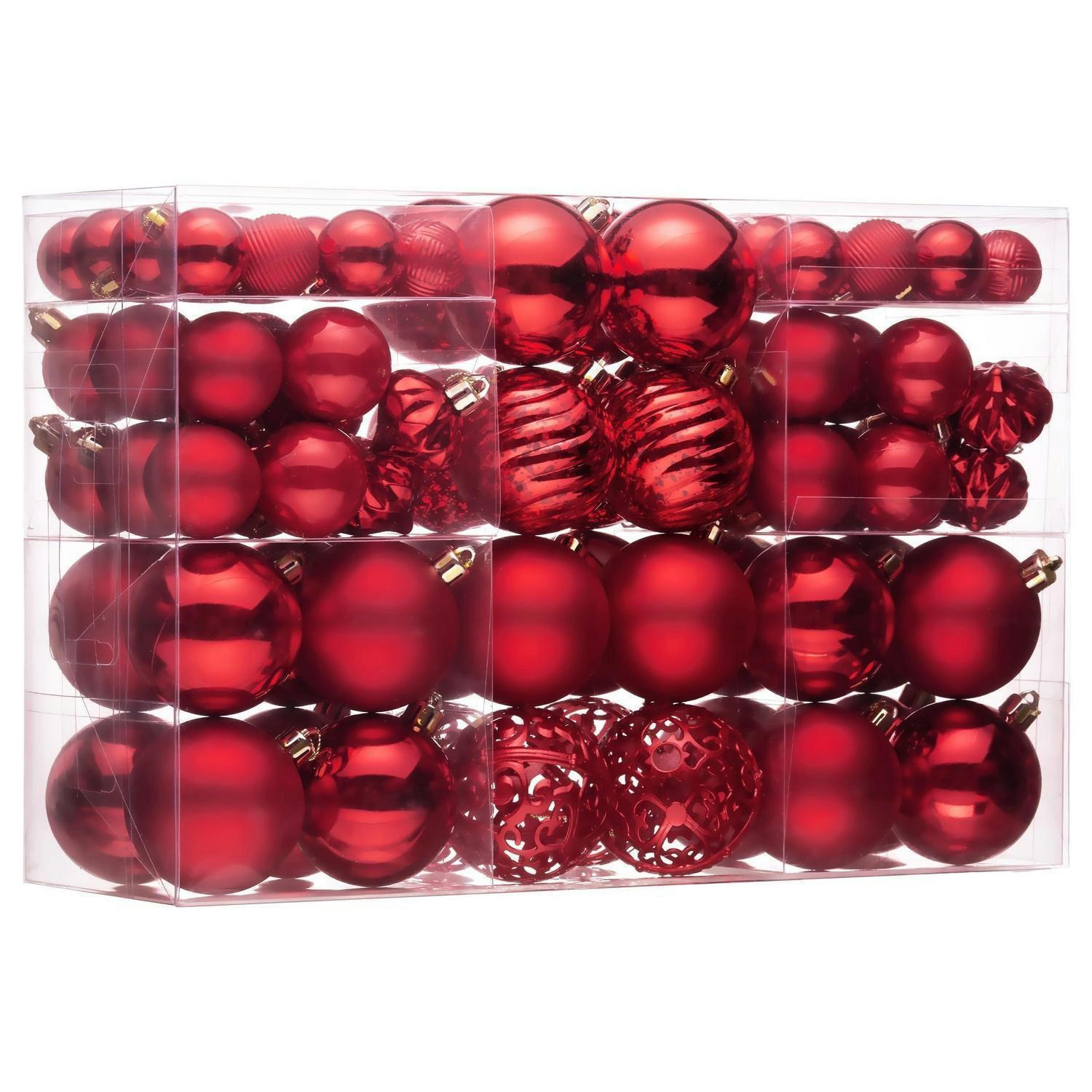 CHRISTBAUMKUGELN 100 Stück Set Rot - Rot, Kunststoff (6/6/6cm)