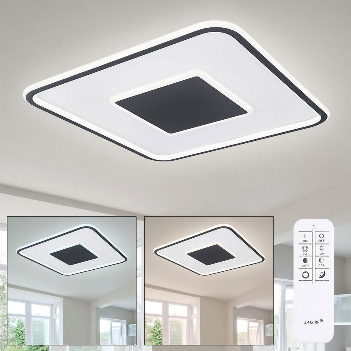 LED DECKENLEUCHTE Metall Grau - Grau, Metall (55/55/5.5cm)